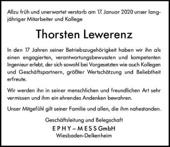 Traueranzeige von Thorsten Lewerenz von vrm-trauer