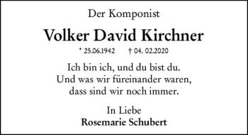 Traueranzeige von Volker David Kirchner von vrm-trauer
