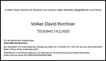 Traueranzeige von Volker David Kirchner von vrm-trauer