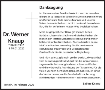 Traueranzeige von Werner Knaup von vrm-trauer