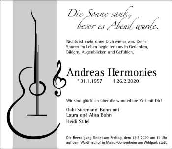 Traueranzeige von Andreas Hermonies von vrm-trauer
