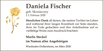 Traueranzeige von Daniela Fischer von vrm-trauer