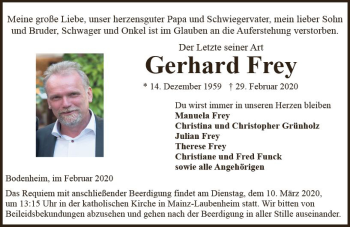 Traueranzeige von Gerhard Frey von vrm-trauer