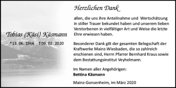 Traueranzeige von HTobias Käsmann von vrm-trauer