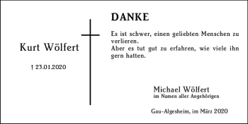 Traueranzeige von Kurt Wölfert von vrm-trauer