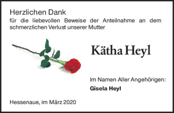 Traueranzeige von Kätha Heyl von vrm-trauer