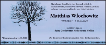 Traueranzeige von Matthias Wlochowitz von vrm-trauer