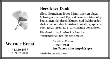 Traueranzeige von Werner Ernst von vrm-trauer