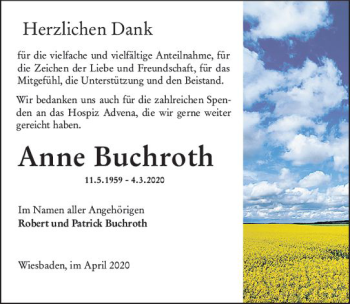 Traueranzeige von Anne Buchroth von vrm-trauer