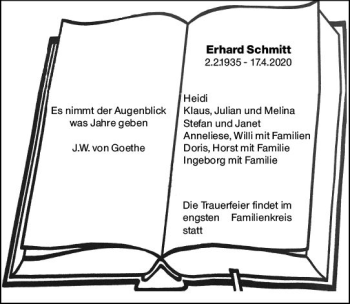 Traueranzeige von Erhard Schmitt von vrm-trauer