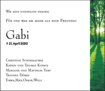 Traueranzeige von Gabi Klatt von vrm-trauer