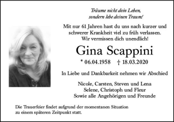 Traueranzeige von Gina Scappini von vrm-trauer