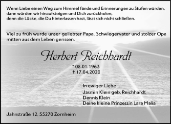 Traueranzeige von Herbert Reichhardt von vrm-trauer
