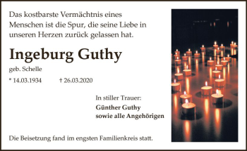 Traueranzeige von Ingeburg Guthy von vrm-trauer