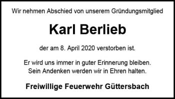 Traueranzeige von Karl Berlieb von vrm-trauer