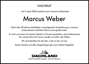 Traueranzeige von Marcus Weber von vrm-trauer