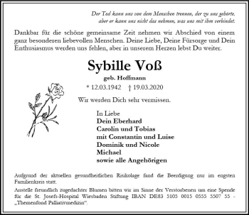 Traueranzeige von Sybille Voß von vrm-trauer