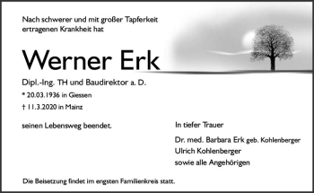 Traueranzeige von Werner Erk von vrm-trauer