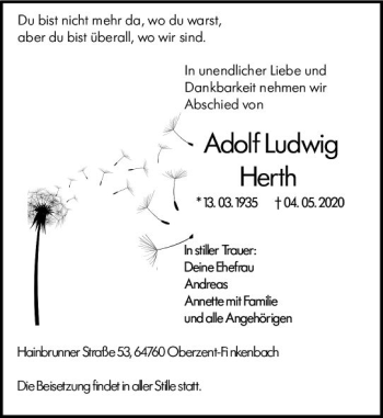 Traueranzeige von Adolf Ludwig Herth von vrm-trauer