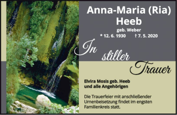 Traueranzeige von Anna-Maria Ria von vrm-trauer