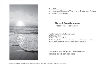 Traueranzeige von Bernd Steinbrenner von vrm-trauer