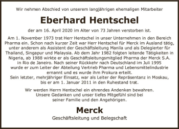 Traueranzeige von Eberhard Hentschel von vrm-trauer