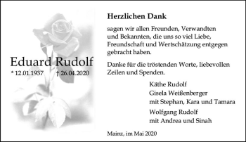 Traueranzeige von Eduard Rudolf von vrm-trauer