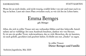 Traueranzeige von Emma Bernges von vrm-trauer