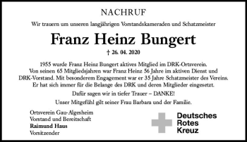 Traueranzeige von Franz Heinz Bungert von vrm-trauer