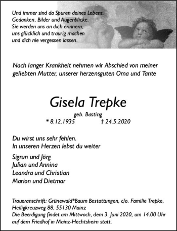 Traueranzeige von Gisela Trepke von vrm-trauer