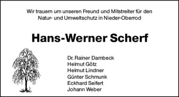 Traueranzeige von Hans-Werner Scherf von vrm-trauer
