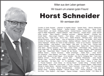 Traueranzeige von Horst Schneider von vrm-trauer