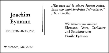 Traueranzeige von Joachim Eymann von vrm-trauer