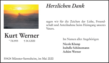 Traueranzeige von Kurt Werner von vrm-trauer