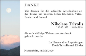 Traueranzeige von Nikolaos Trivolis von vrm-trauer