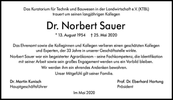 Traueranzeige von Norbert Sauer von vrm-trauer