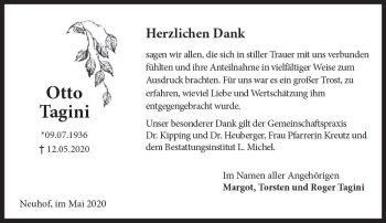 Traueranzeige von Otto Tagini von vrm-trauer