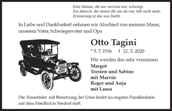 Traueranzeige von Otto Tagini von vrm-trauer