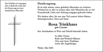 Traueranzeige von Rosa Tinkhaus von vrm-trauer