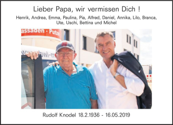 Traueranzeige von Rudolf Knodel von vrm-trauer