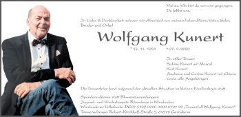 Traueranzeige von Wolfgang Kunert von vrm-trauer