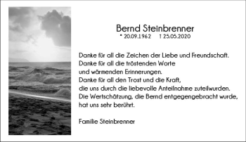 Traueranzeige von Bernd Steinbrenner von vrm-trauer
