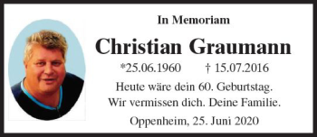 Traueranzeige von Christian Graumann von vrm-trauer