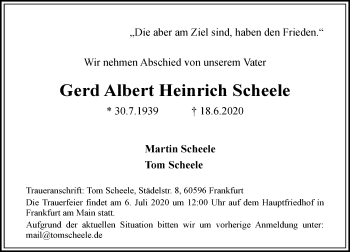 Traueranzeige von Gerd Albert Heinrich Scheele von vrm-trauer