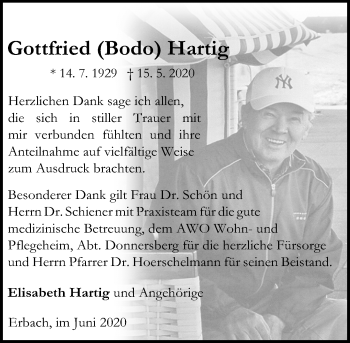 Traueranzeige von Gottfried Harte von vrm-trauer