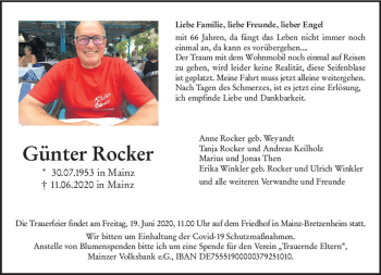Traueranzeige von Günter Rocker von vrm-trauer