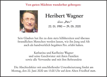 Traueranzeige von Heribert Wagner von vrm-trauer
