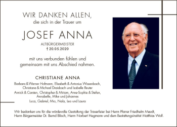 Traueranzeige von Josef Anna von vrm-trauer