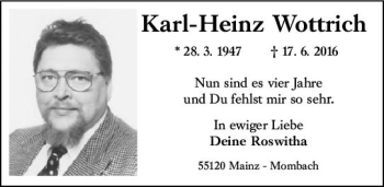 Traueranzeige von Karl-Heinz Wottrich von vrm-trauer Traueranzeige von Karl-Heinz Wottrich von vrm-trauer