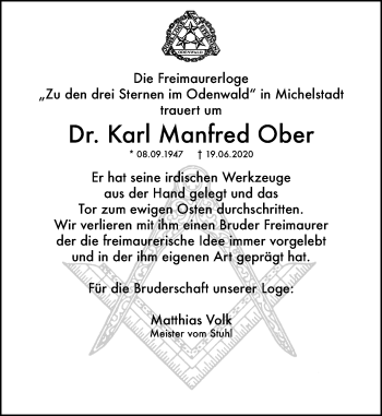 Traueranzeige von Karl Manfred Ober von vrm-trauer
